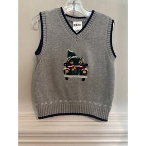 Izod Sweater Vest Christmas Tree Holiday V Neck Embroidered Toddler 3 Boy 3T NEW